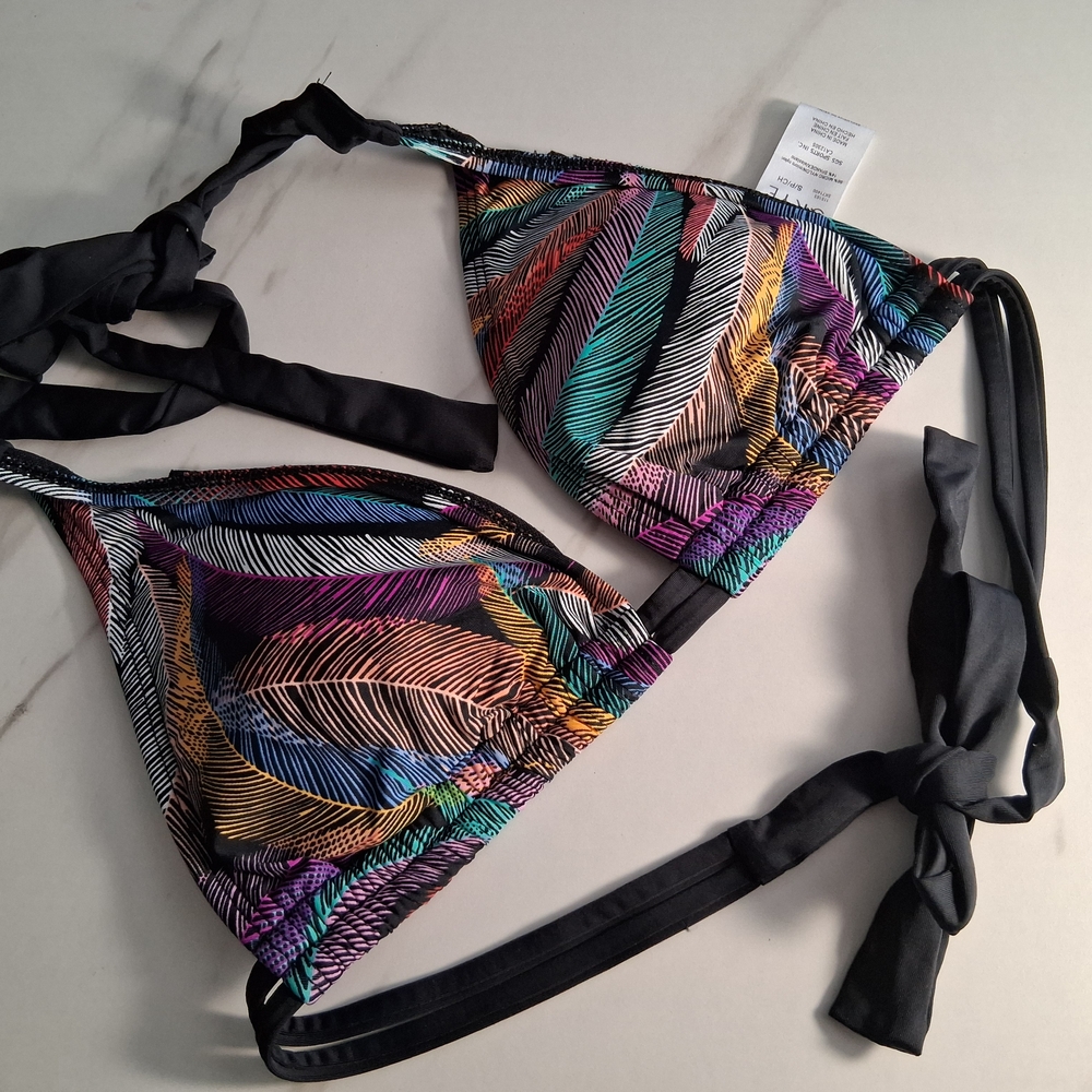 New Skye Colorful Tropical Print Bikini Top
